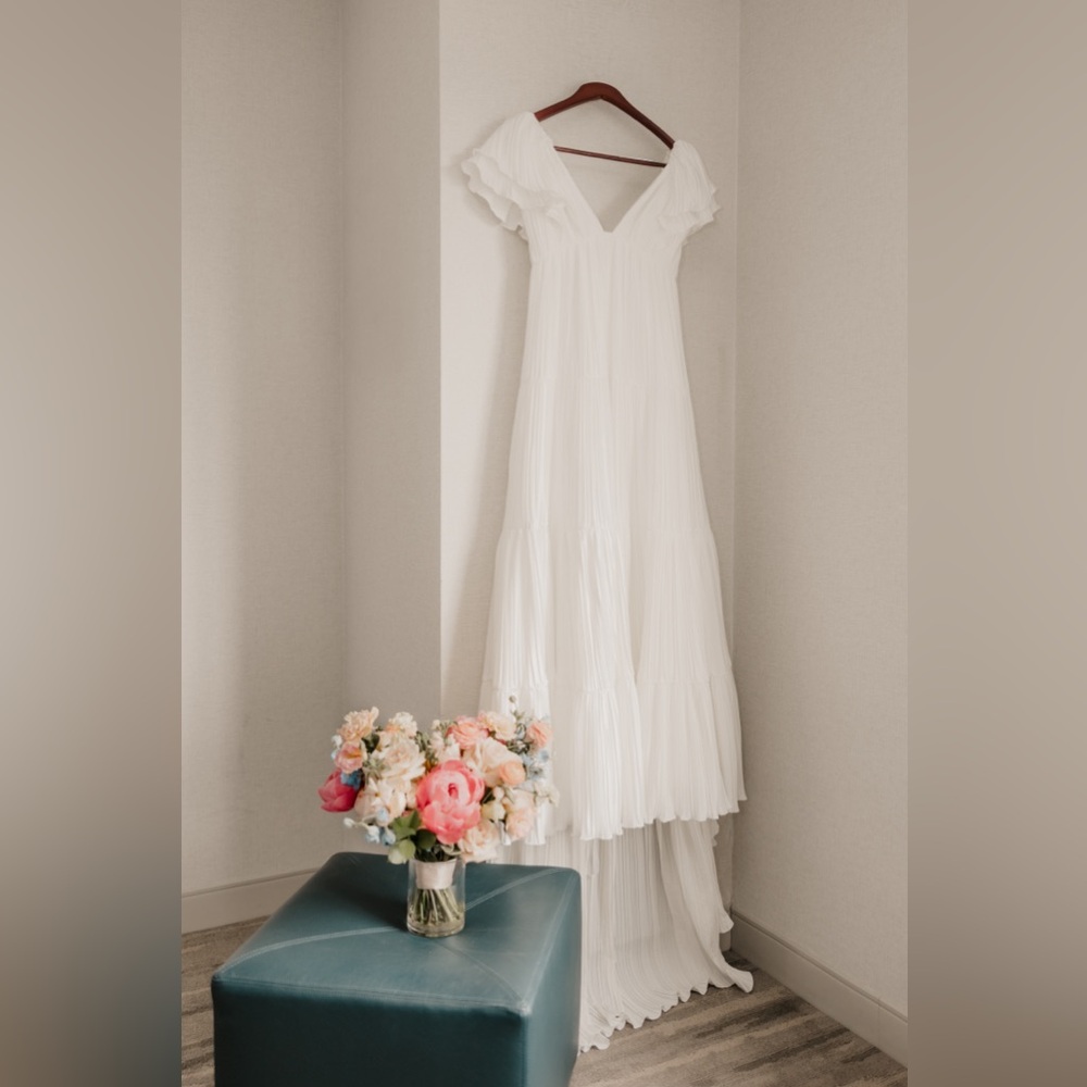 BHLDN Ivory Ruffle Sleeve Gown - Picture 4 of 6